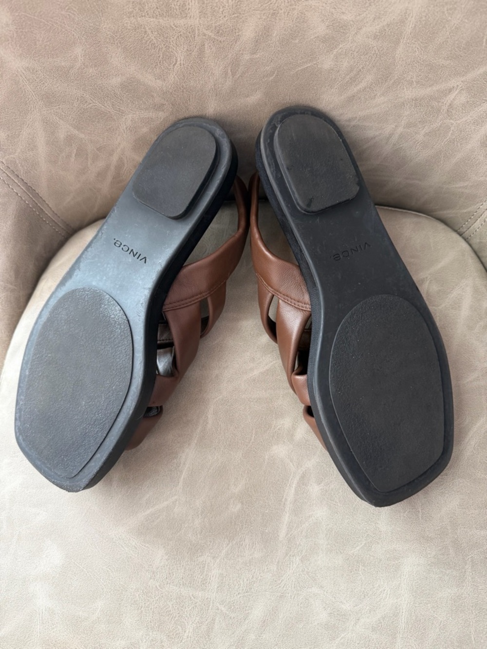 Vince Rexx Brown Leather Braided Slingback Sandals - Picture 8 of 8